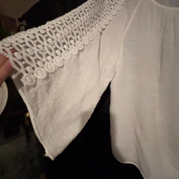 Per Seption Concept Women's White Lace Accent 3/4 Casual Sleeve Blouse Size L - Picture 7 of 9